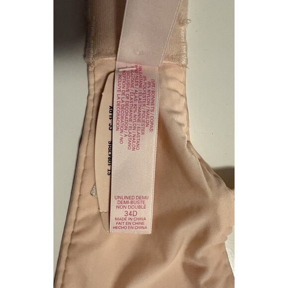 Victoria's Secret Peach Floral Lace Underwire Unlined Demi Bra Size 34D NWT - Picture 15 of 16